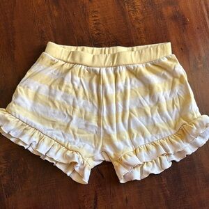 Konges Slojd kids girls Yellow and White Striped Ruffle Shorts size 5-6